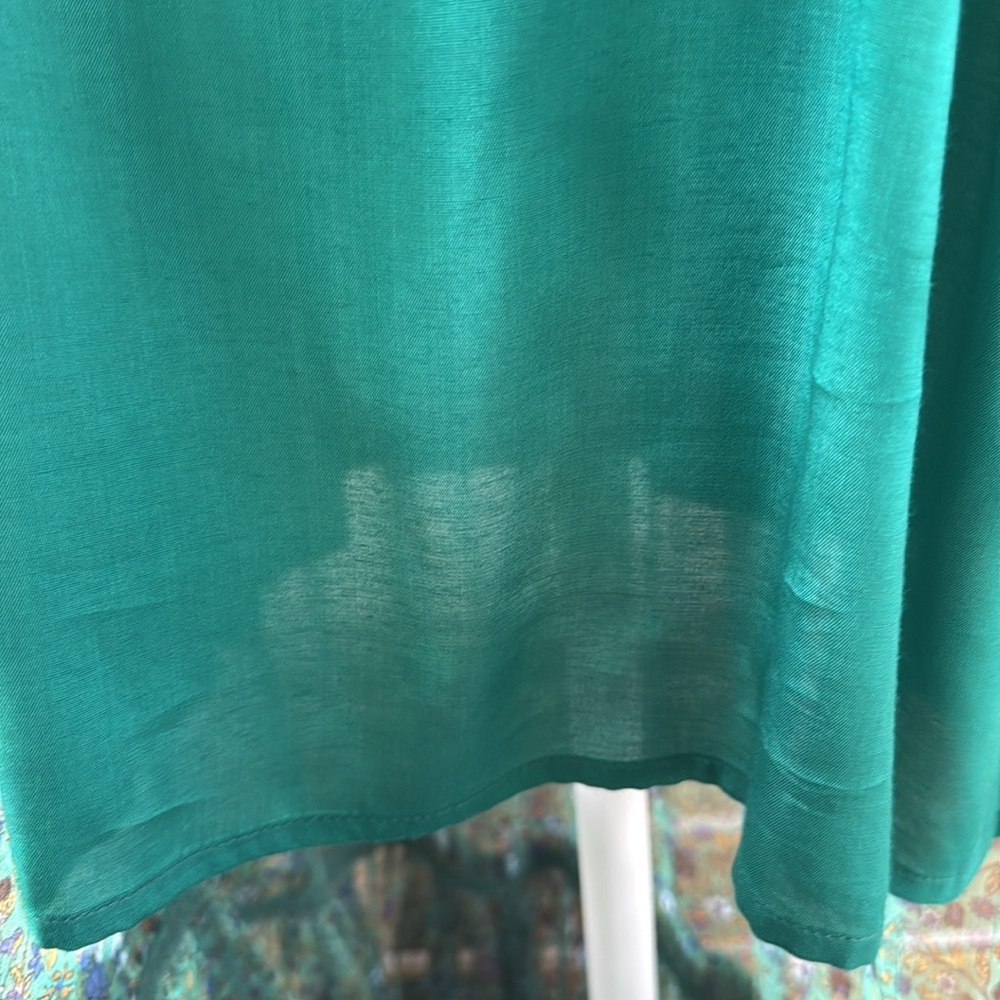 Free People Smocked Shoulder Midi Dress Green Floral Tiered Long Sleeve NWT - Picture 10 of 15